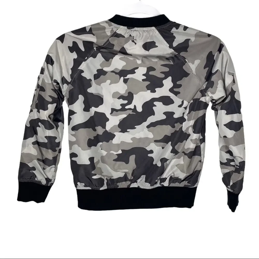 Kids Boys Mossimo Black Reversible White Grey Camouflage Jacket Small